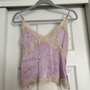 Lavender Lace Trim Tank Top